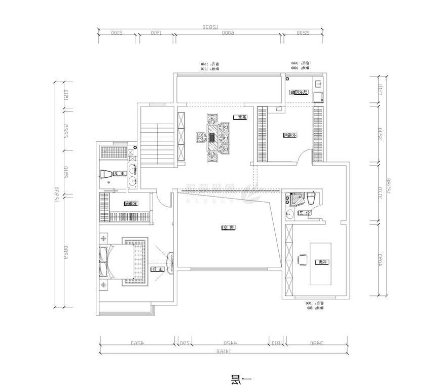 秦汉佳苑,新中式风格,二层户型图